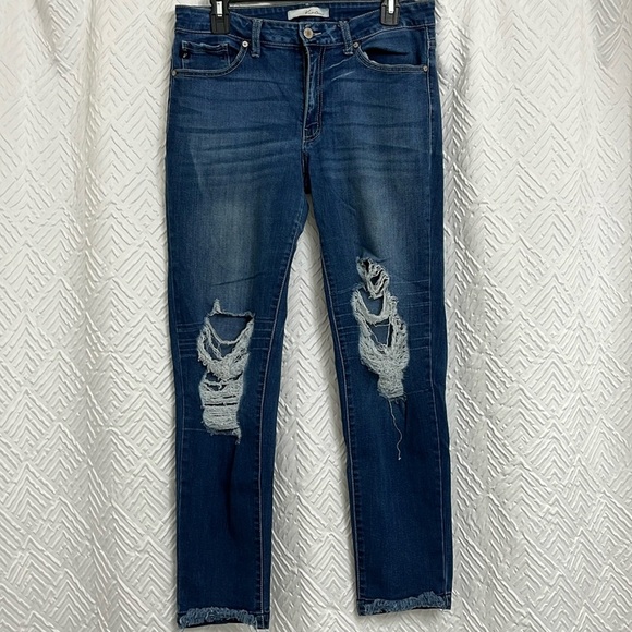 Kancan Distressed Straight Leg Jeans size 13 / 30 - Picture 1 of 4